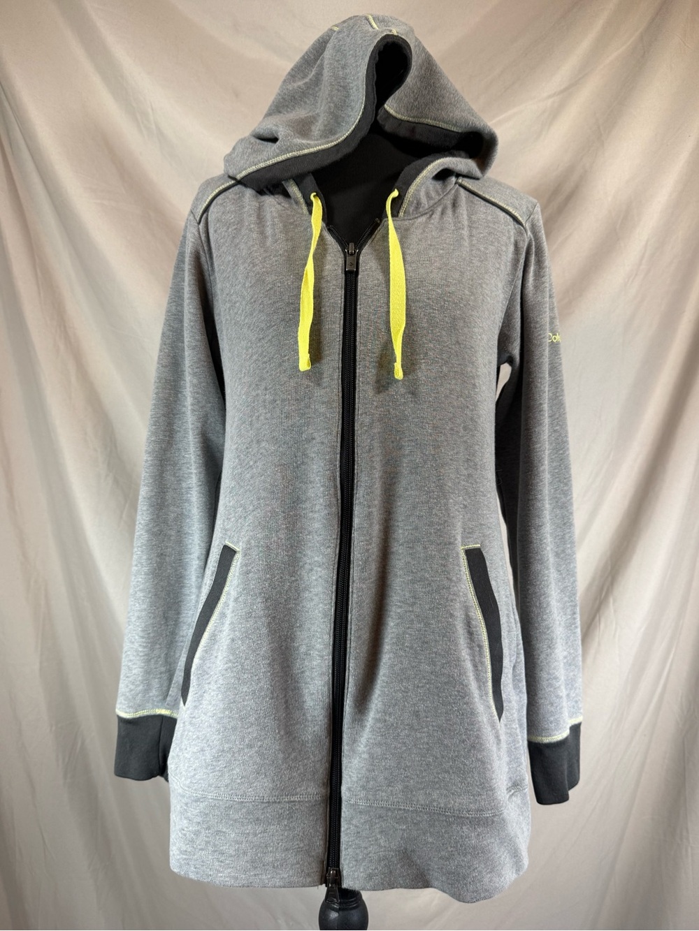Columbia Omni-Wick Longline Full-Zip Hoodie Gray/Lime - Size Small